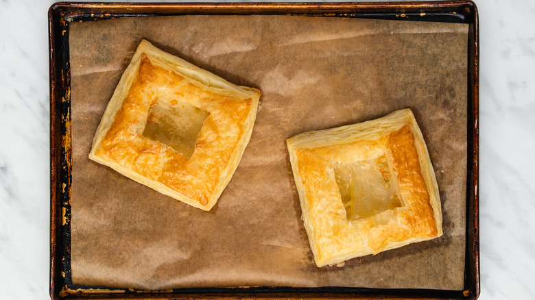 baked puff pastry on pan