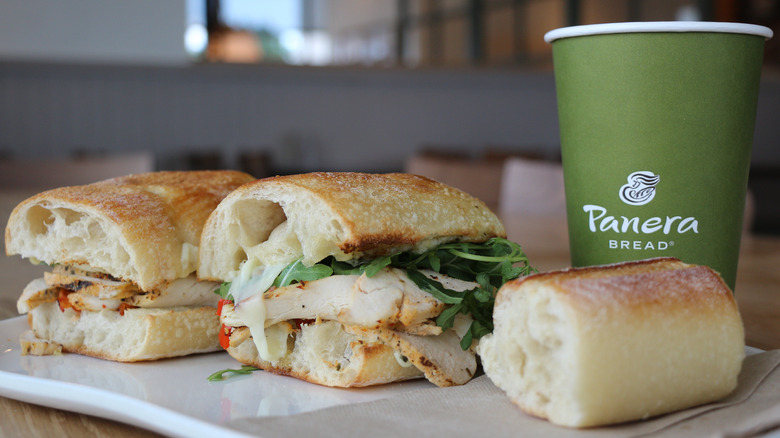 Panera Bread sandwich with drink