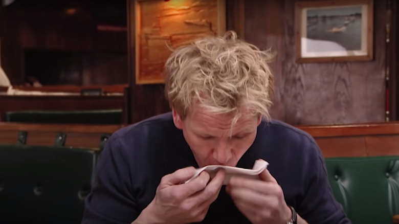 Gordon Ramsay spitting out food on "Kitchen Nightmares"