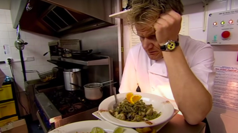 Ramsay frowns at plate of food 