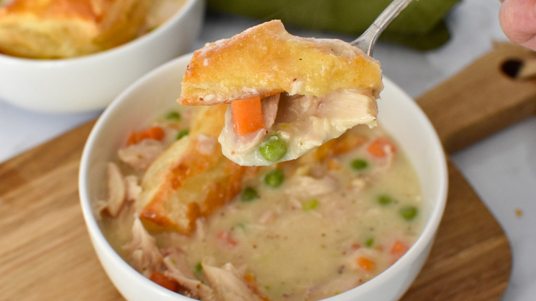 chicken pot pie in bowl