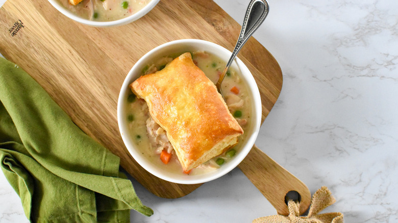 chicken pot pie in bowl