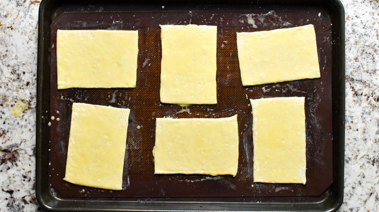 puff pastry on baking sheet