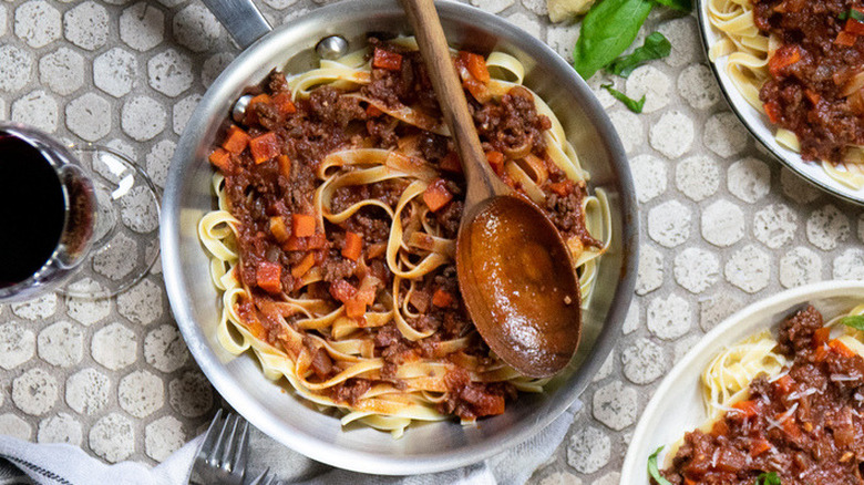 Pasta mixed in before serving