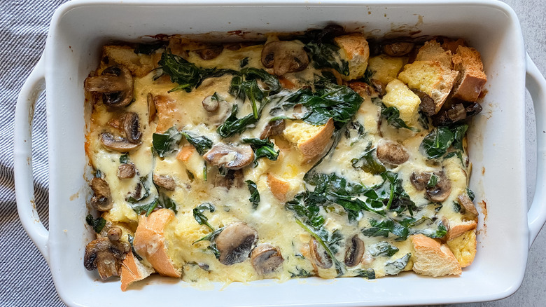 egg strata in baking dish