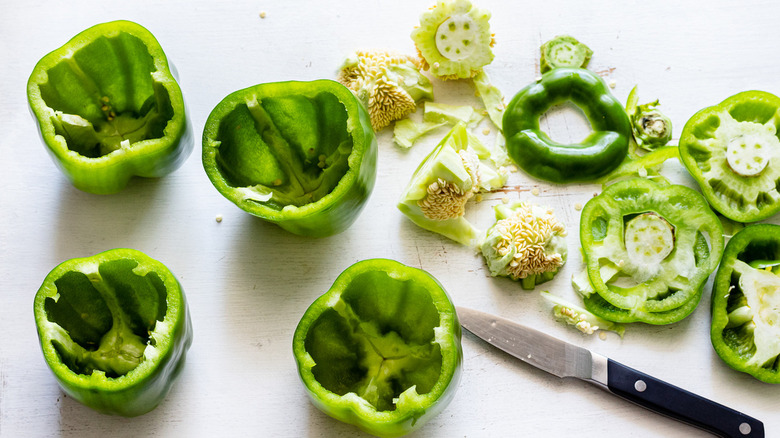 sliced hollowed peppers