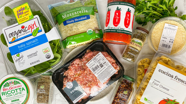 Ingredients for tortellini skillet lasagna