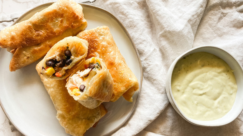 Plate of southwest egg rolls