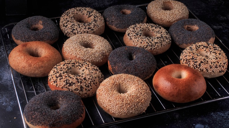 Bagles on a rack