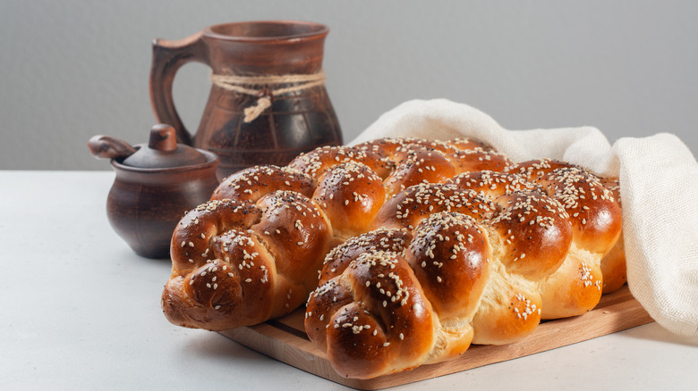 Challah on a serving board