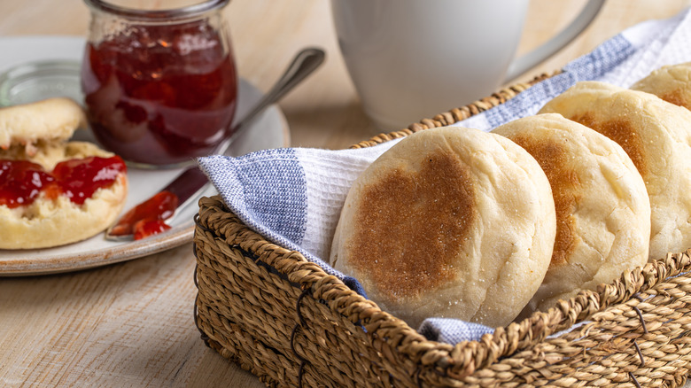 English muffins in a basket