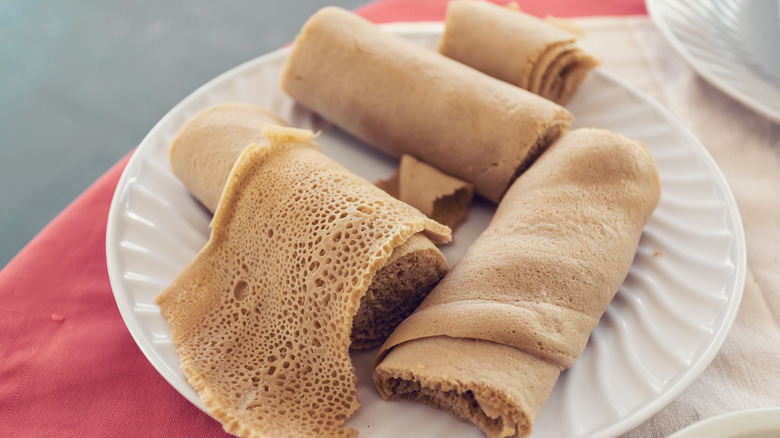 Injera on a plate