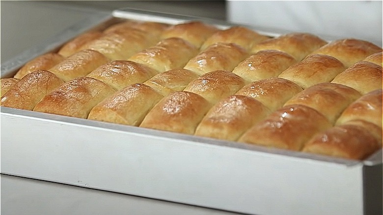 Parker House rolls in a pan