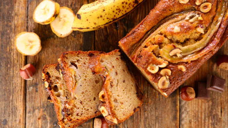 Top view of banana bread