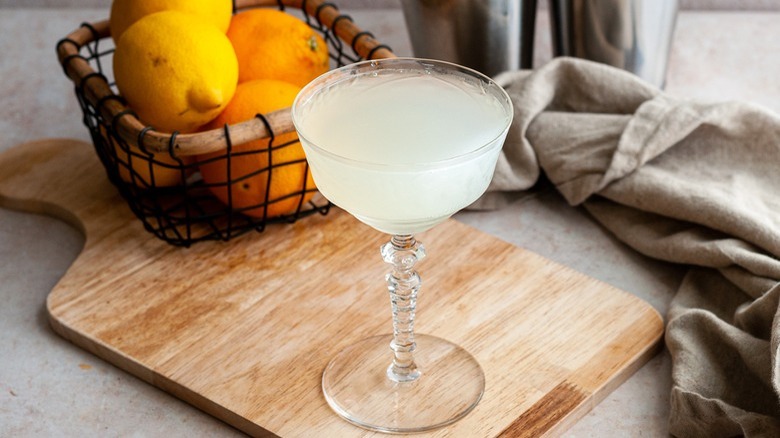 lemon drink in stemmed glass