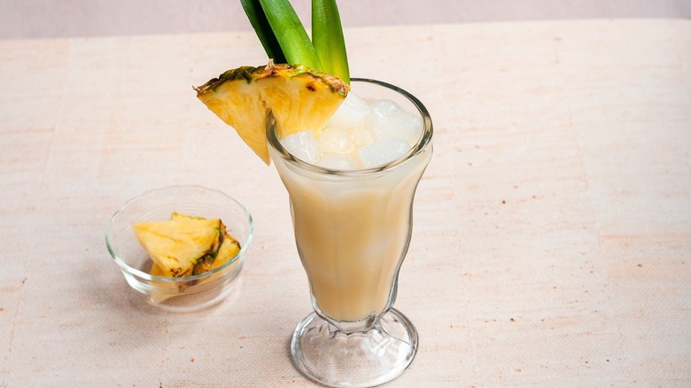 pineapple drink in parfait glass