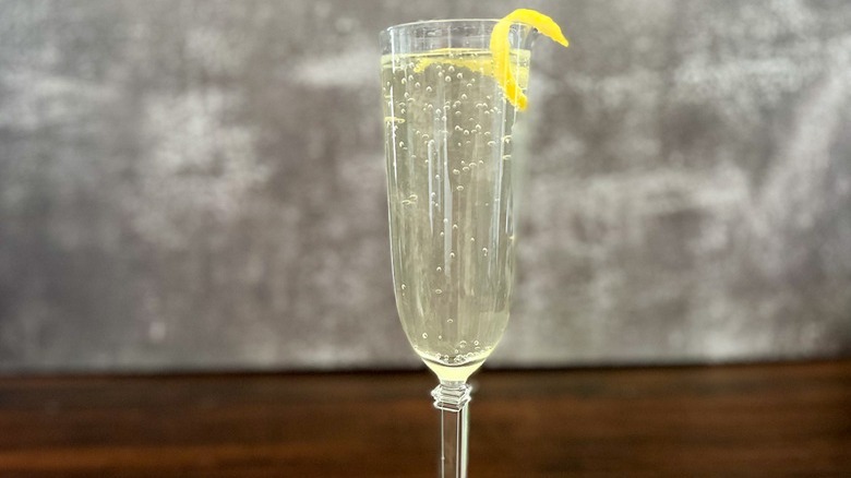 lemony drink in champagne flute