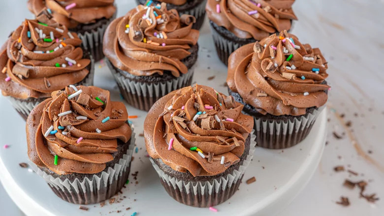 Chocolate cupcakes with sprinkles