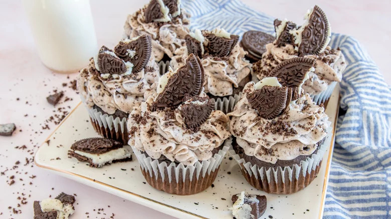 Oreo cupcakes on plate