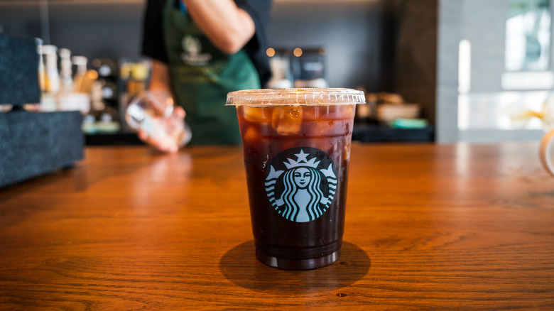 Starbucks iced coffee on counter