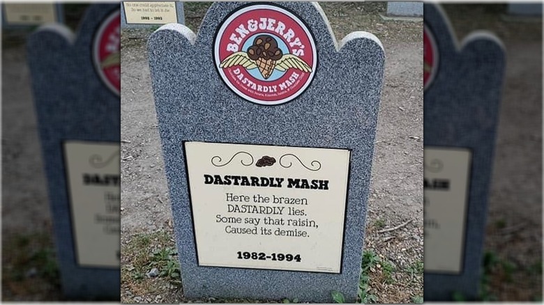 Dastardly Mash headstone in Ben & Jerry's Flavor Graveyard