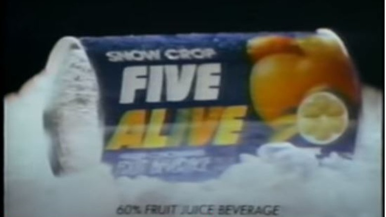 Can of Five Alive concentrate on ice