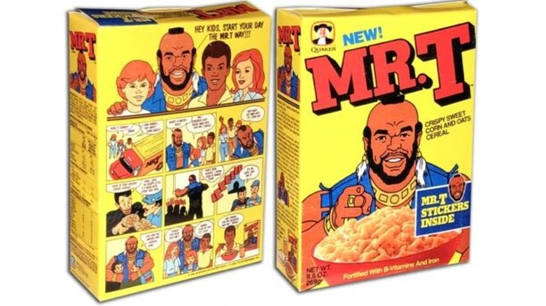 Back and front of Mr. T cereal box