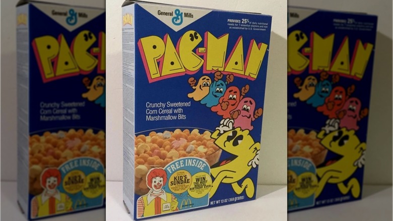 Pac-Man cereal box on white table