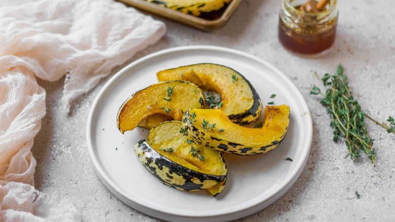 baked squash on white plate