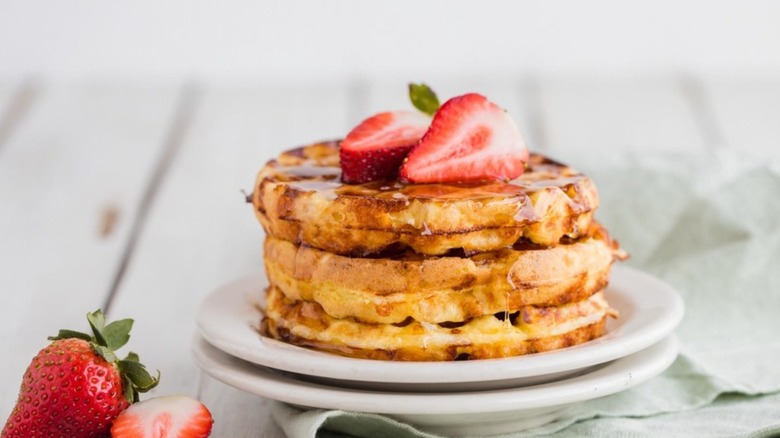 cheese waffles with strawberries