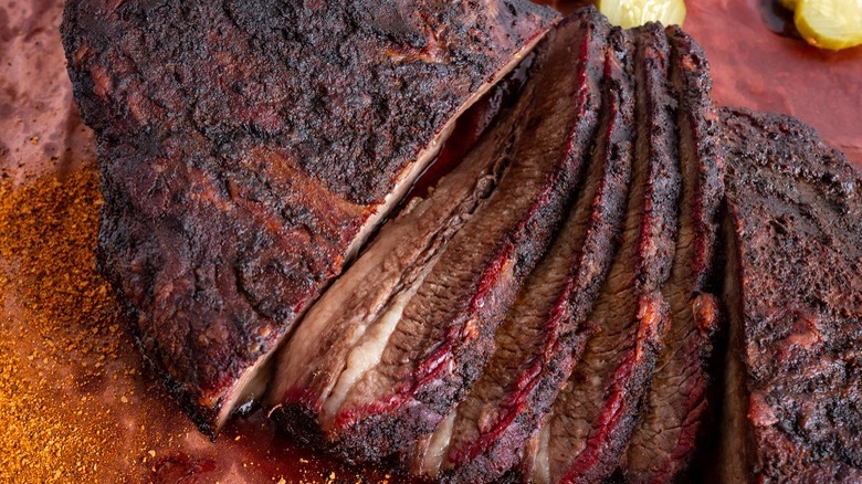 sliced smoked brisket