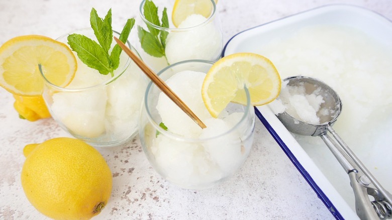 lemon ice in glasses