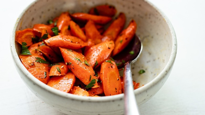 bowl of carrots with parsley