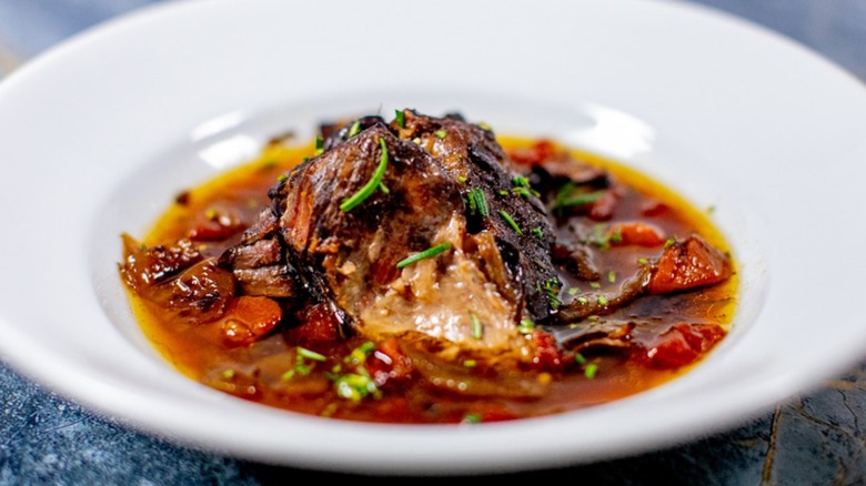 pot roast in white bowl