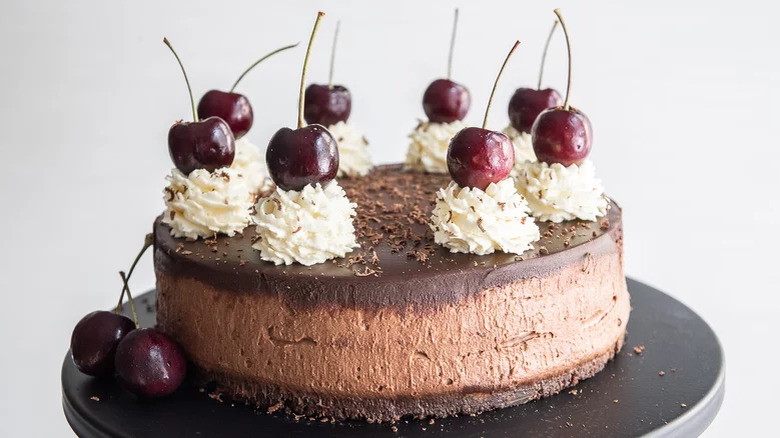 Chocolate cheesecake with cherries