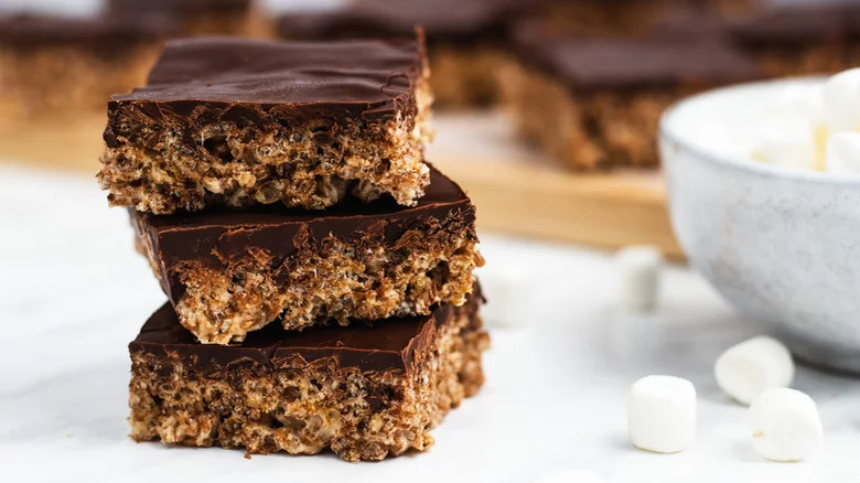 Stack of chocolate crispy bars