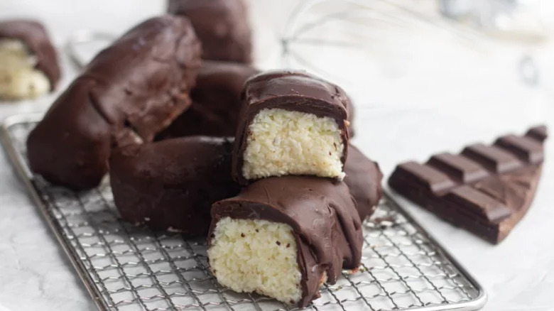 Coconut candy bars with chocolate