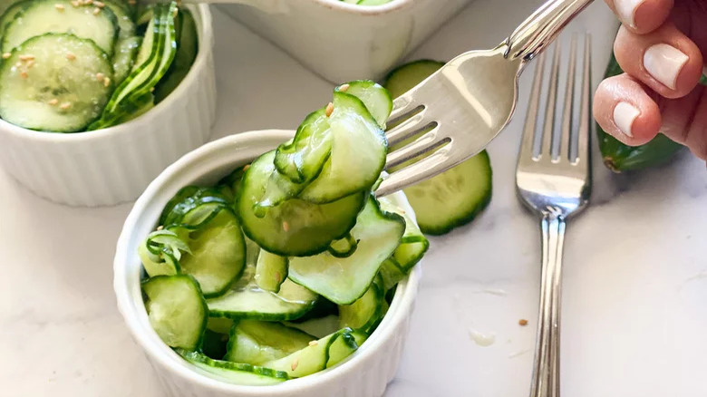 A bowl of cucumber salad