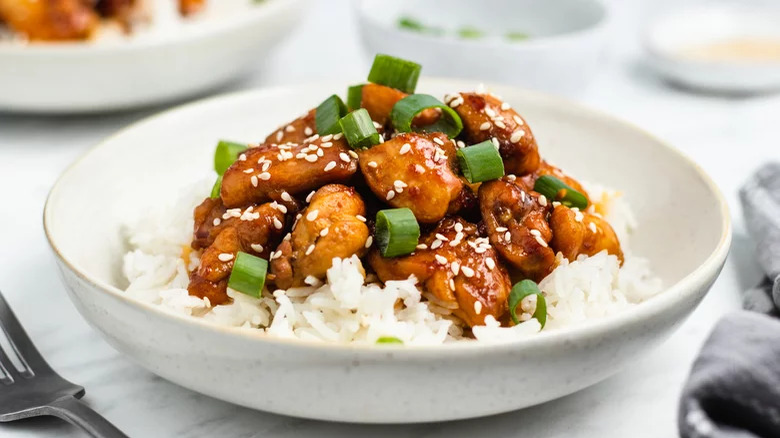 Teriyaki chicken over rice