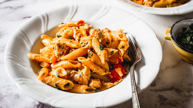 cream-sauced pasta with vegetables