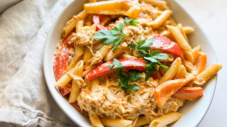 penne with chicken and peppers