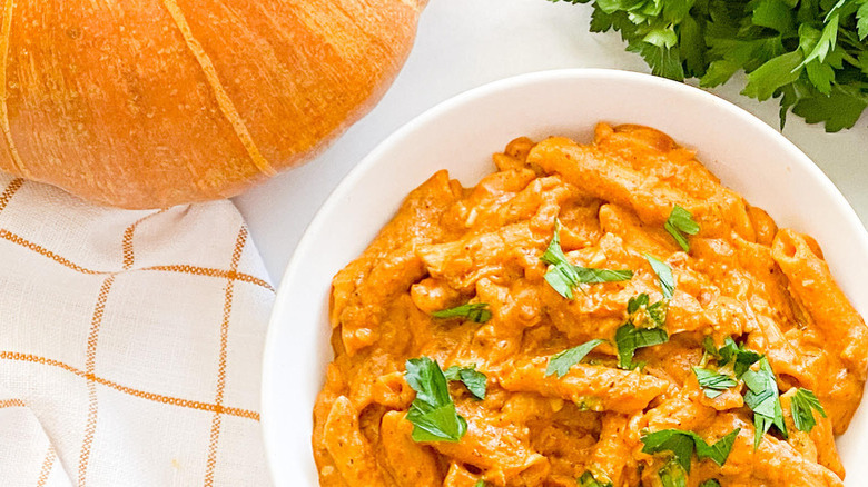 pumpkin-sauced penne pasta