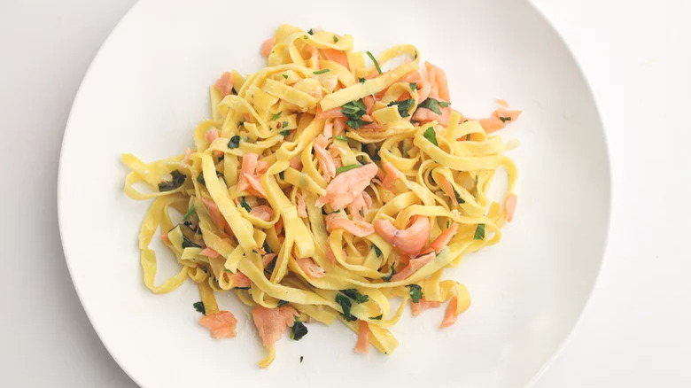 Smoked salmon fettuccine