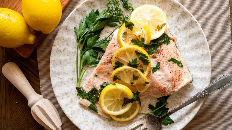 Lemon herb steamed salmon