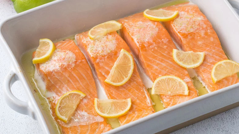 Slow-baked salmon and citrus butter