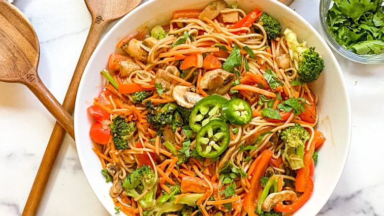 Noodle and vegetable bowl