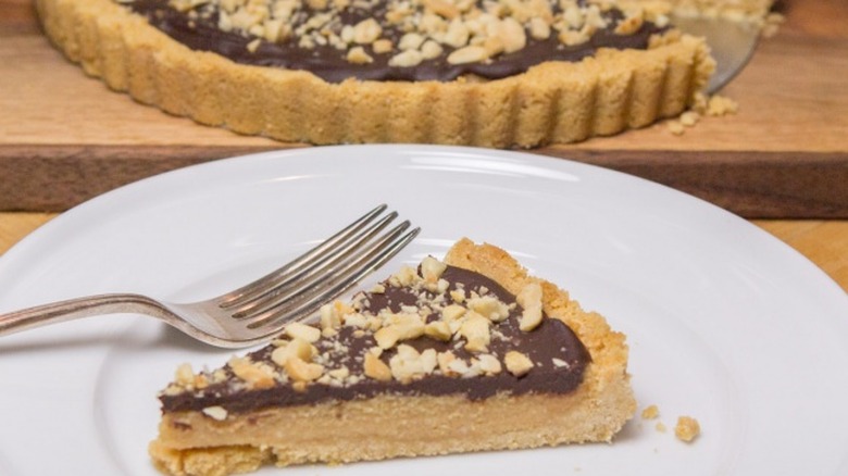 Peanut butter and chocolate filled tart