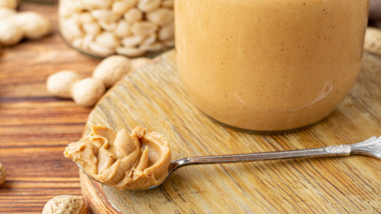 Spoonful of homemade peanut butter