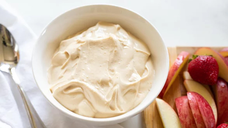 White bowl of creamy dip