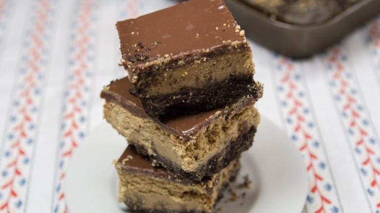 Stack of peanut butter chocolate bars